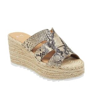 Marc Fisher Robynn Leather Snakeskin Espadrille Wedge Sandals Size 8
